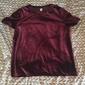 Maroon Crushed Velvet Tee